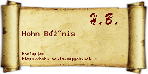 Hohn Bónis névjegykártya
